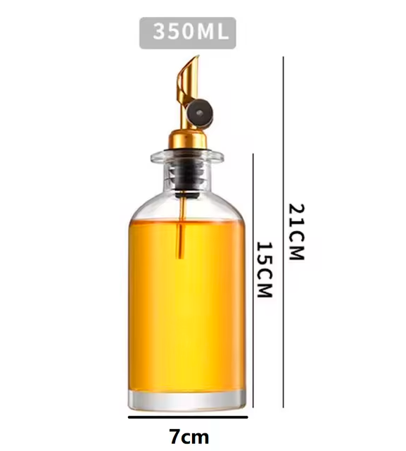 Botella de vidrio con vertedor dorado – 350 ml