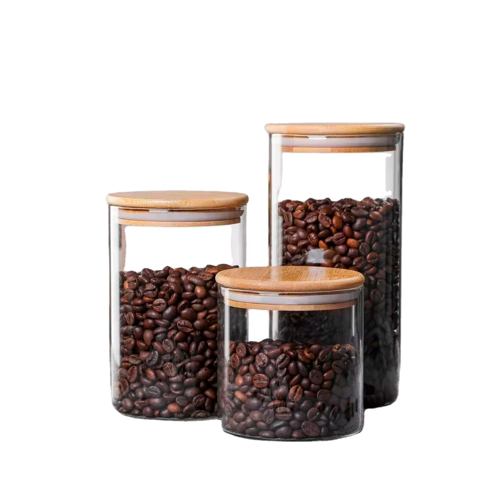 Frascos de vidrio con tapa de bambú – Disponibles individualmente o en set