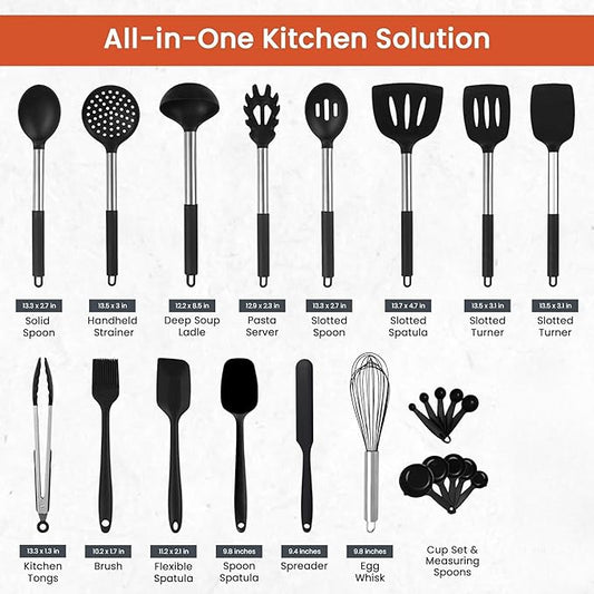 Set de Utensilios de Cocina en Acero Inoxidable – 25 Piezas Todo en Uno