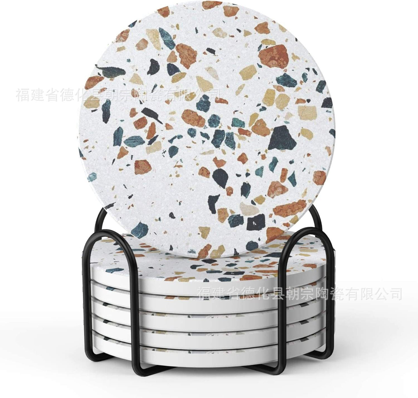 Portavasos de Cerámica con Base Metálica - Set de 6 items