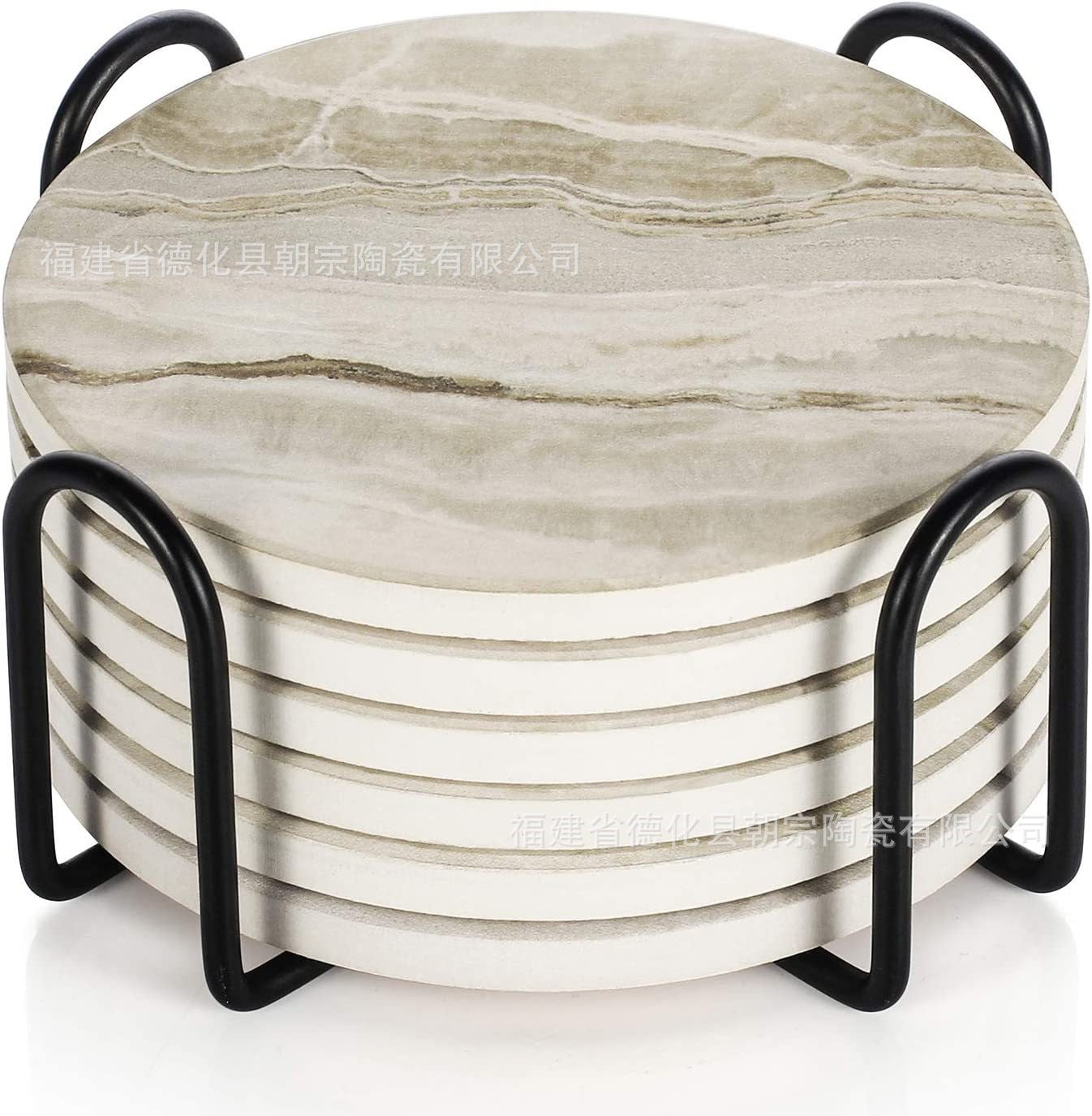 Portavasos de Cerámica con Base Metálica - Set de 6 items